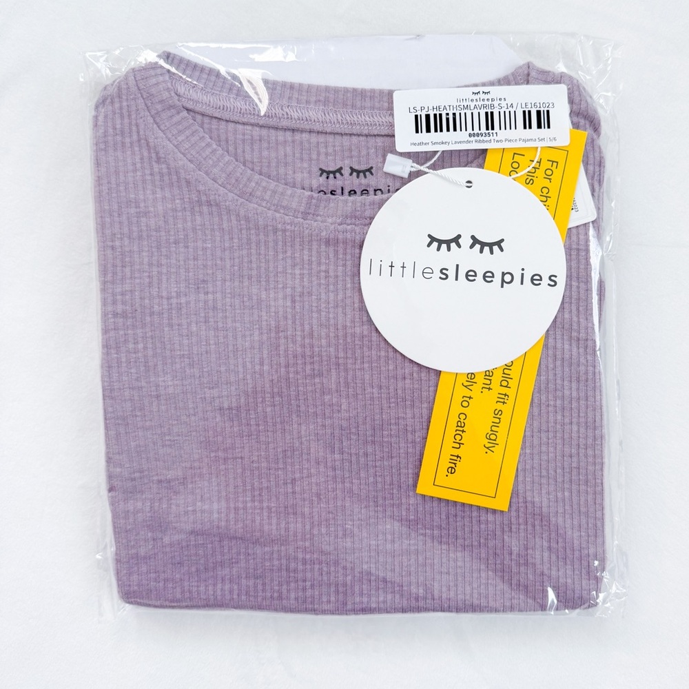 Little Sleepies Heather Smokey Lavender Ribbed Two Piece Pajama Set 5/6 NWT NIB